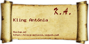 Kling Antónia névjegykártya